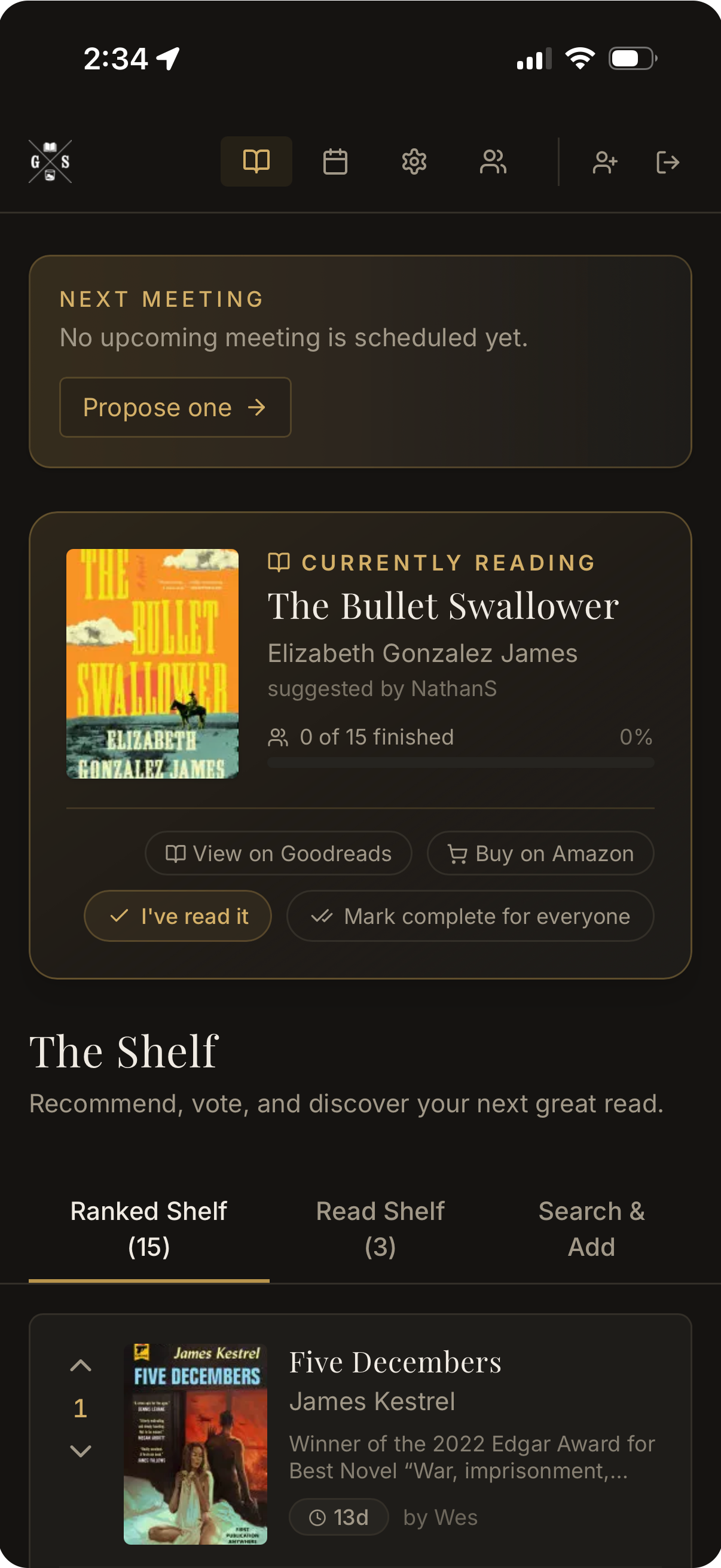 Gentlemen's Shelf reading list