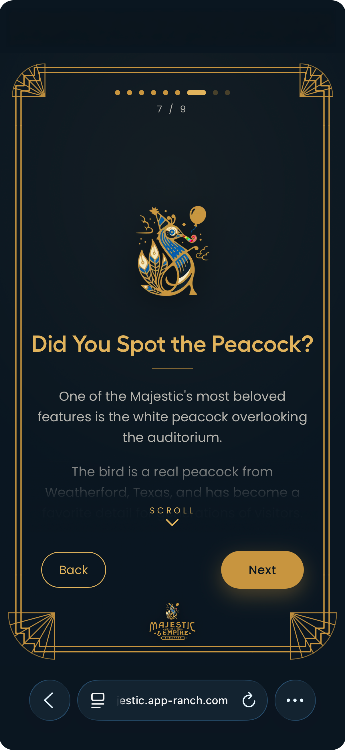 Majestic Tour story card