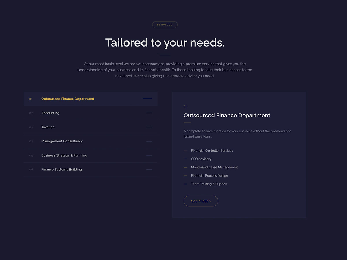 Dakoda website — services page