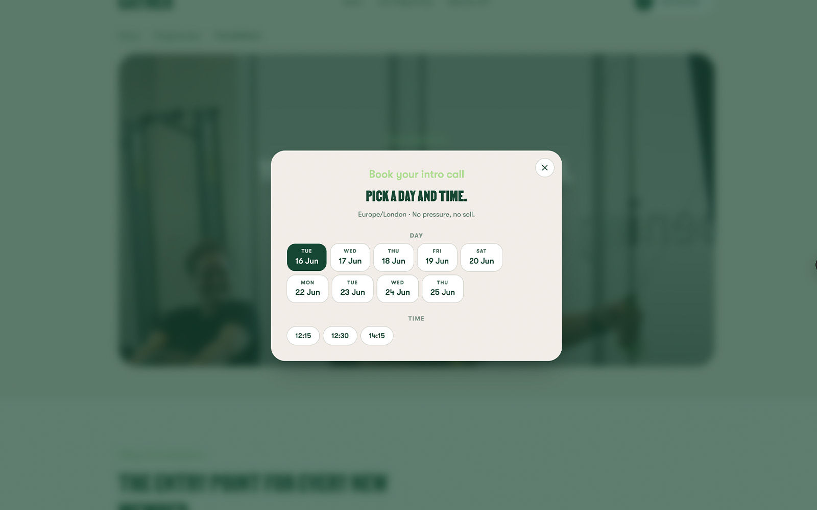Gather Training Book a call booking funnel