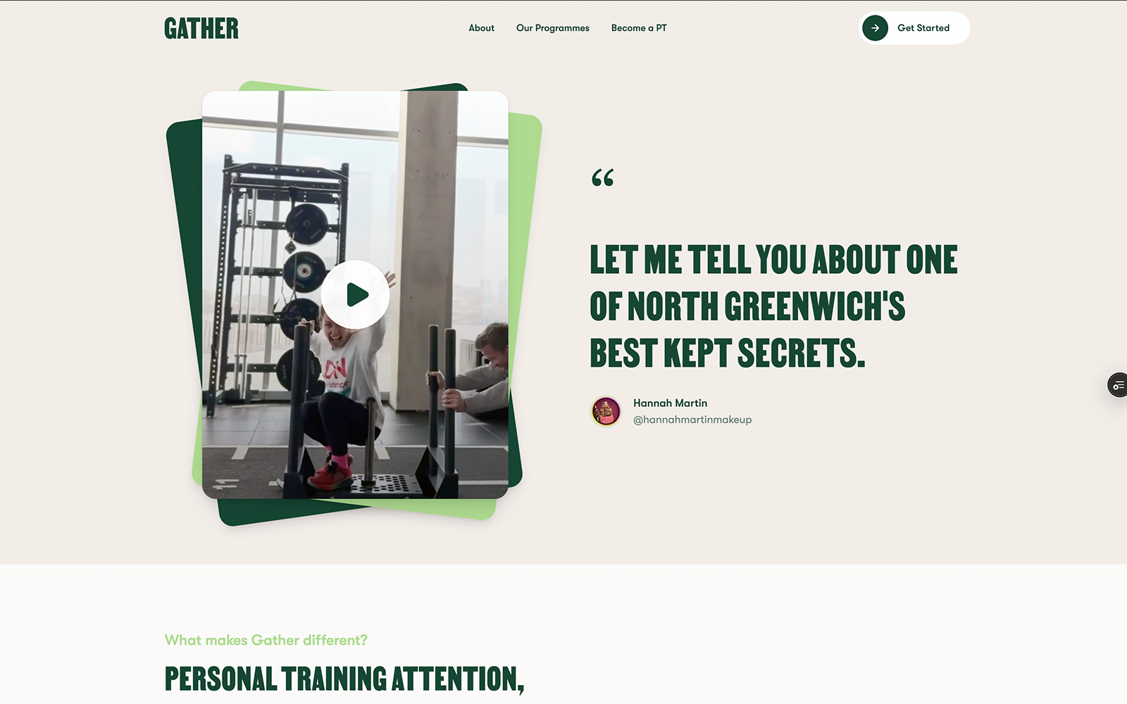 Gather Training website homepage