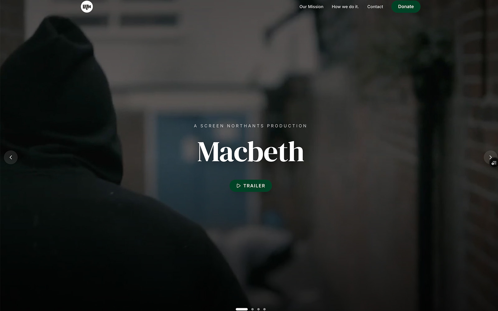 Screen Northants homepage film carousel