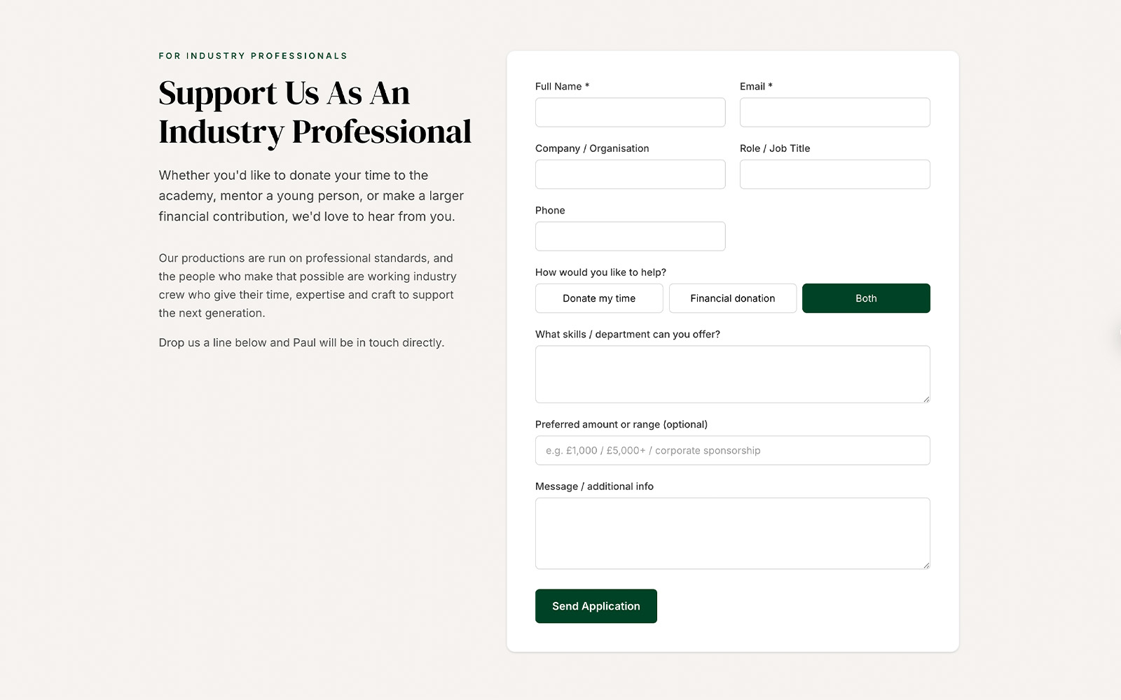 Screen Northants direct donation and support page