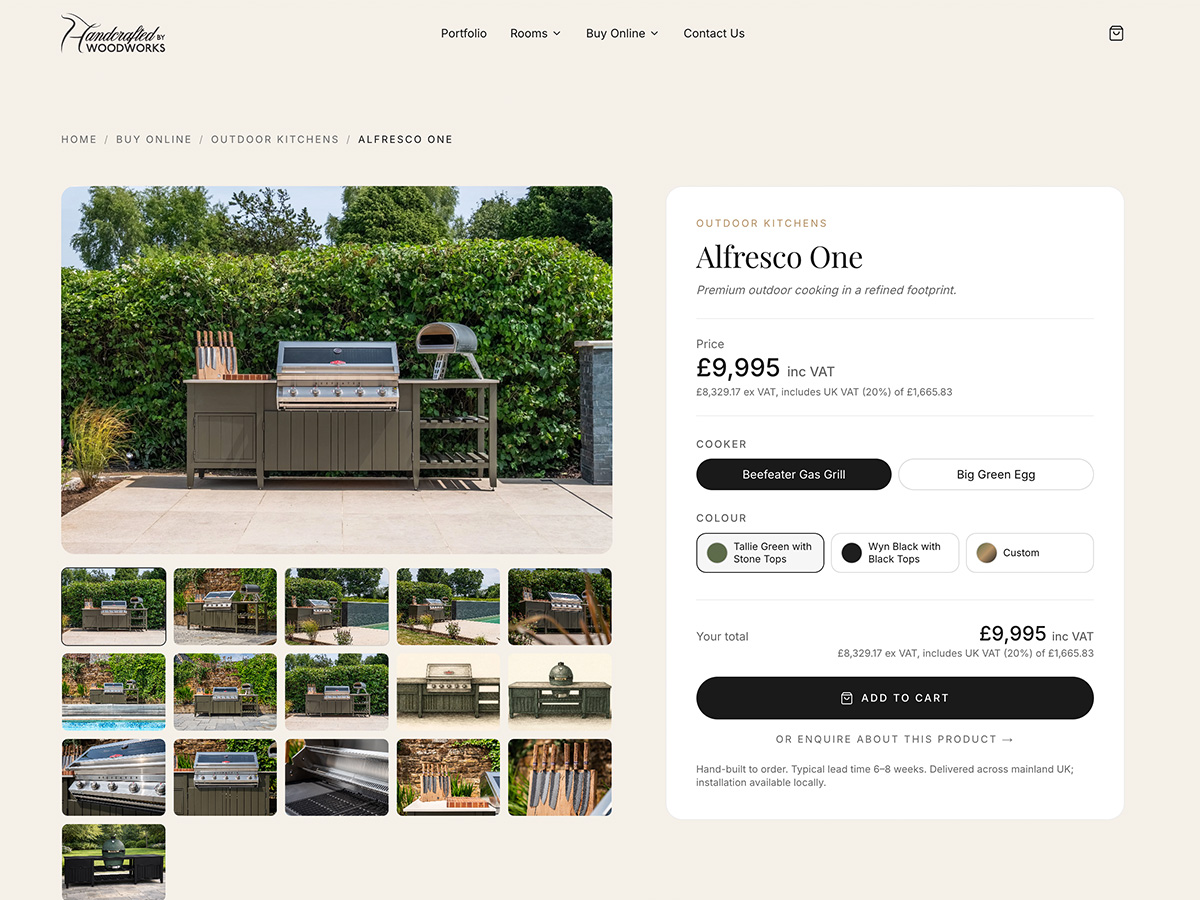 Handcrafted by Woodworks outdoor kitchen configurator